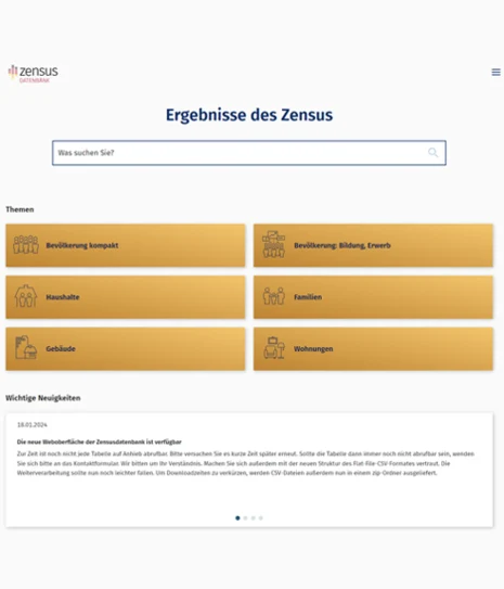 Screenshot der website www.ergebnisse2011.zensus2022.de